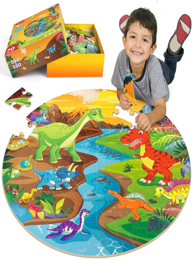 SYNARRY Floor Puzzles for Kids Ages 4-6, Large 70 Piece Dinosaur Puzzles for Toddlers Ages 2-4, Dinosaur Puzzles for Kids 4-8, Preschool Toys Gifts for 3 4 5 6 7 8 Years Old Toddlers Boys Girls Child - Image 1